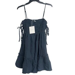 New NIA Black Side Tie Gauze Muslin Mini Dress‎
